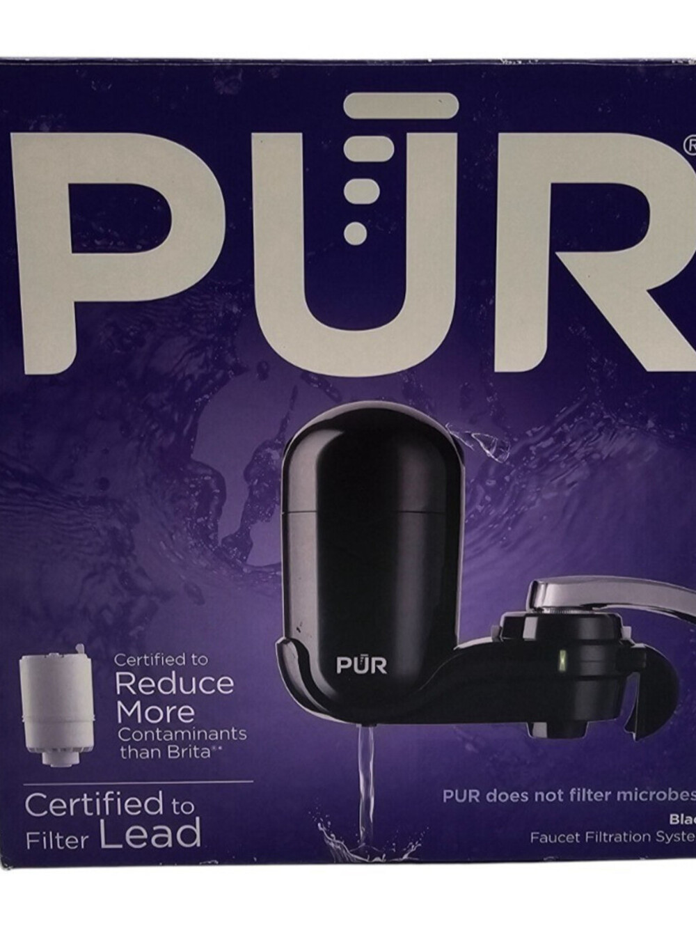 PUR Faucet Filtration System Vertical Mount model in black NEW